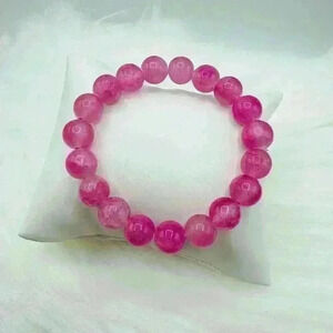 Celina Glass Beaded Bracelet in Bubblegum Pink
